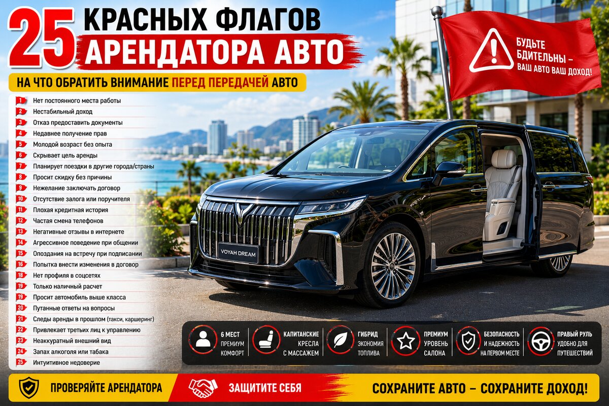 25 красных флагов арендатора авто